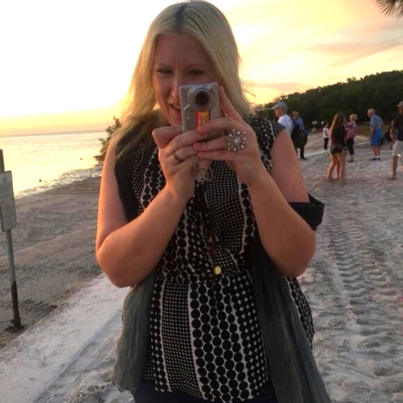 Who What Wear Size Large Shirt Sheer Black And White Chiffon - Picture 1 of 4